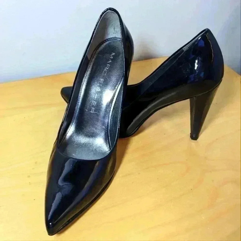 MARC FISHER heels leather black shoes VERY CUTE AND SEXY! size 6 IN GREAT CONDIT